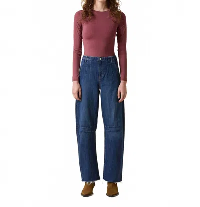 Le Jean Darted Barrel High Rise Jeans In Kindred Spirit In Blue