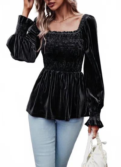 Epretty My Mysterious Side Velvet Top In Black In Black