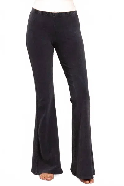 Chatoyant Mineral Wash Bell Bottom Soft Pant In Dark Ash Grey In Blue