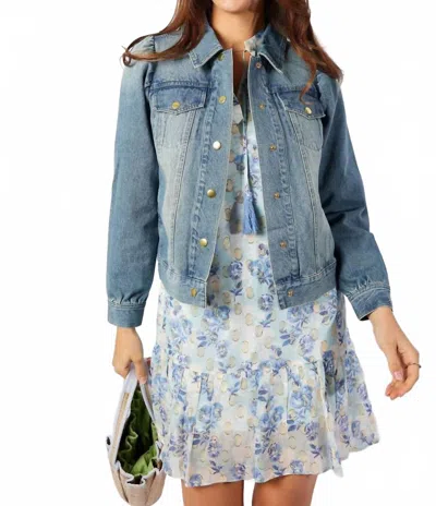 Sail To Sable Puff Sleeve Jacket In Blue Denim In Blue