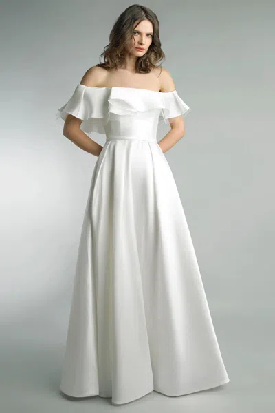 Basix Black Label Off Shoulder Evening Gown By Basix Ii In White