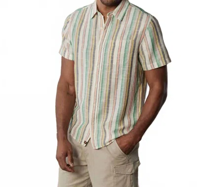 The Normal Brand Freshwater Short Sleeve Polo In Sherbert Stripe In Multi