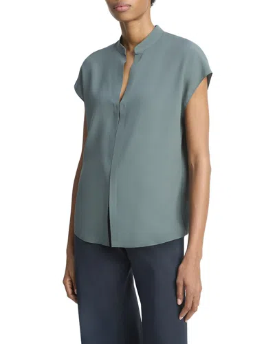 Vince Contrast Blouse In Blue