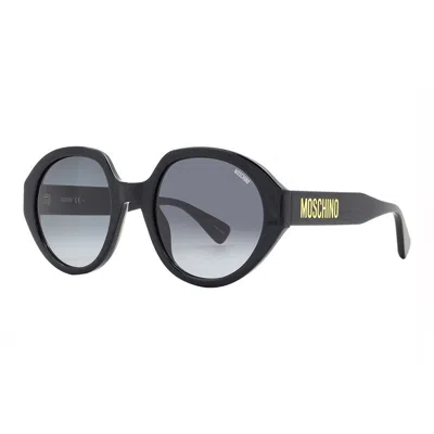 Moschino Sunglasses Round Full Rim, Black Frame And Dark Grey Gradient Lens Mos126/s08079o In Black