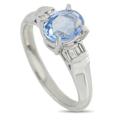 Lb Exclusive Platinum 0.11ct Diamond And Sapphire Ring Mf07-110625 In Silver