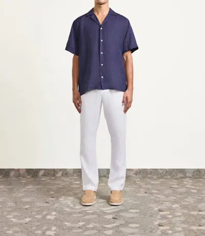 Frescobal Carioca Angelo Linen Shirt In Midnight Blue In Blue