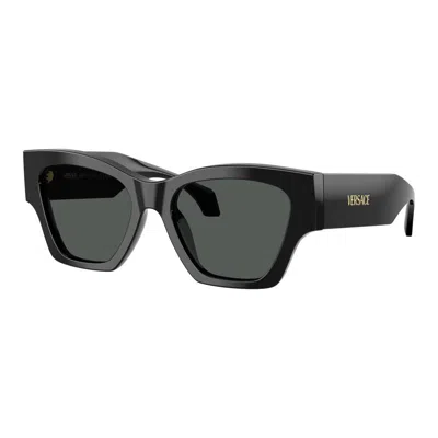 Versace Sunglasses Square Full Rim, Black Frame And Dark Grey Lens Ve4492ugb1/87 In Black