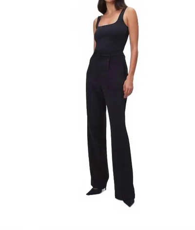 Good American Luxe Suiting Column Trouser In Black In Black