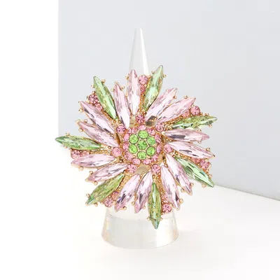 Fashnzfab Crystal Marquise Cluster Floral Stretch Ring In Multi