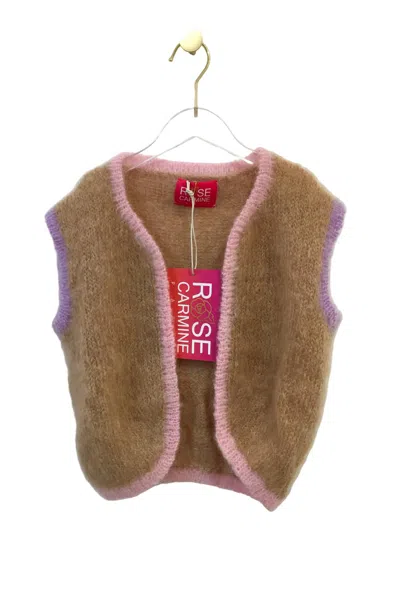 Rose Carmine Women's Bolero Colorblock Tricolor Vest In Brown In Brown