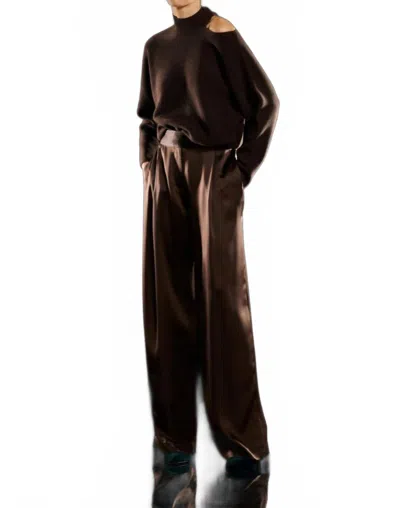 The Sei Open Shoulder Sweater In Cocoa In Brown