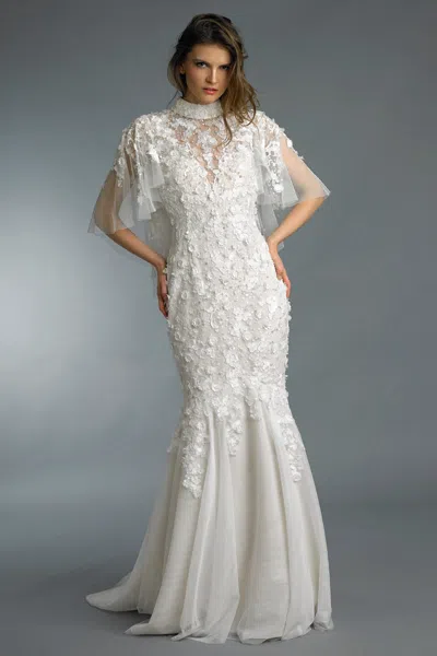 Basix Black Label Embroidered Evening Gown In Multi