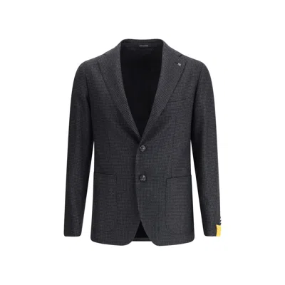 Tagliatore Pied-de-poule Print Blazer In Black