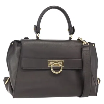 Pre-owned Ferragamo Sofia Satchel Leather Leather Handbag () In Brown