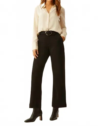 Ecru Metropolitan Cropped Wide Leg Pants In Black In Black