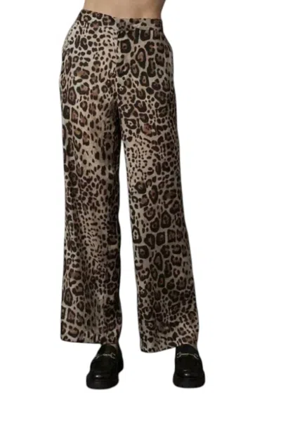 Aaron & Amber Animal Lover Wide Leg Pants In Brown In Animal Print