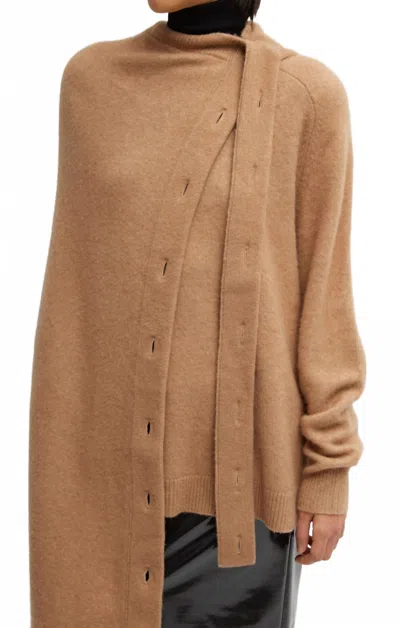 Tibi Hair Knit Cape In Camel In Brown