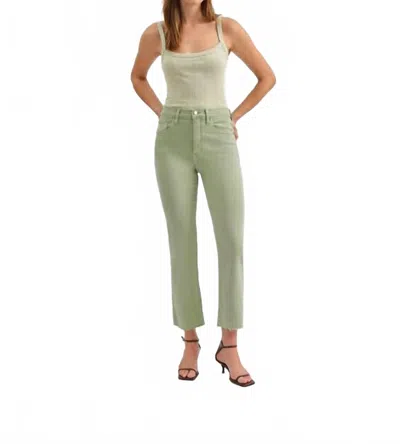 Daze Shy Girl Crop Flare Jeans In Pistachio In Green