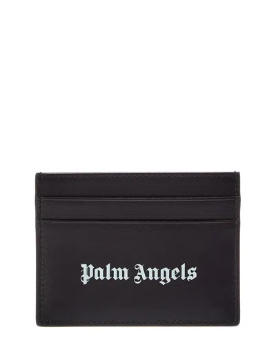 Palm Angels Classic Logo Leather Card Holder In Black