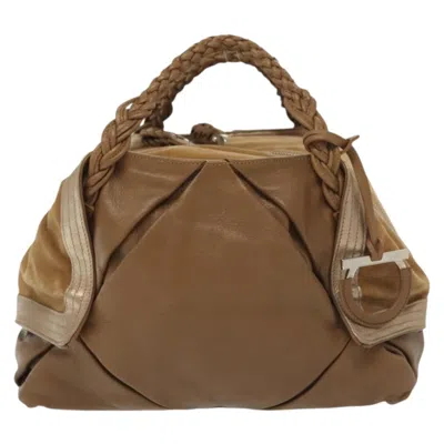 Pre-owned Ferragamo Vintage Handbag Leather Leather Handbag () In Brown