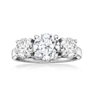 Ross-simons Lab-grown Diamond 3-stone Ring In 14kt White Gold In Metallic