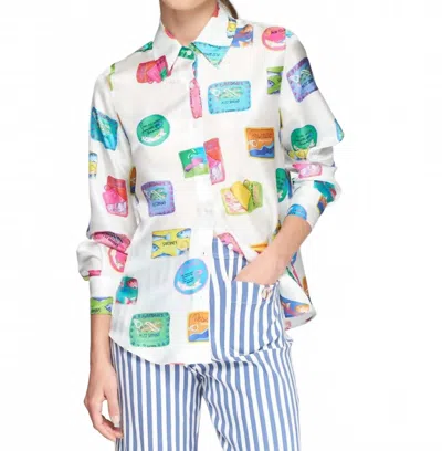 Vilagallo Mafalda Long Sleeve Shirt In Sardine In Multi