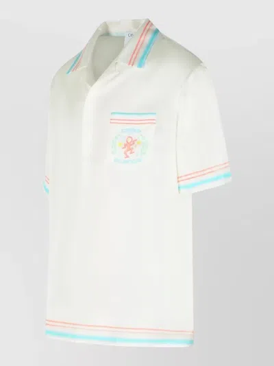 Casablanca Joyful Dance Silk Short Sleeve Shirt In White