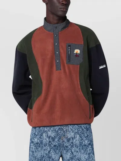 Brain Dead Equipment Ripstop Pullover Fleece Jacket In Blue