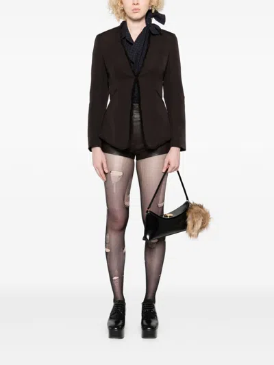 Alexander Mcqueen Mcqueen Raw Edge Wool Canvas Peplum Blazer In Brown