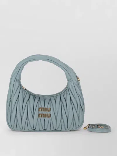 Miu Miu Quilted Tote Bag Detachable Strap In Blue