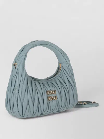 Miu Miu Quilted Tote Bag Detachable Strap In Blue