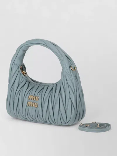 Miu Miu Quilted Tote Bag Detachable Strap In Blue