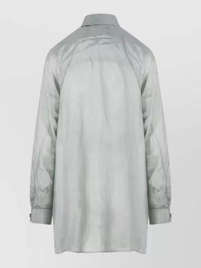 Zimmermann Floral Print Long Sleeve Collared Shirt In Gray