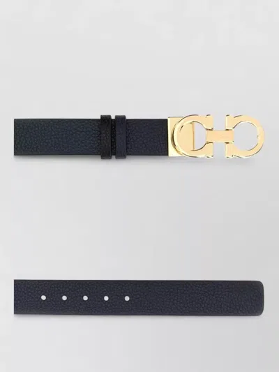 Ferragamo Reversible Leather Belt Gold-tone Buckle In Black