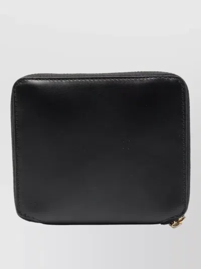 Comme Des Garçons Rectangular Leather Compact Wallet 125x105 Mm In Black
