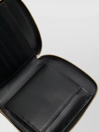 Comme Des Garçons Rectangular Leather Compact Wallet 125x105 Mm In Black