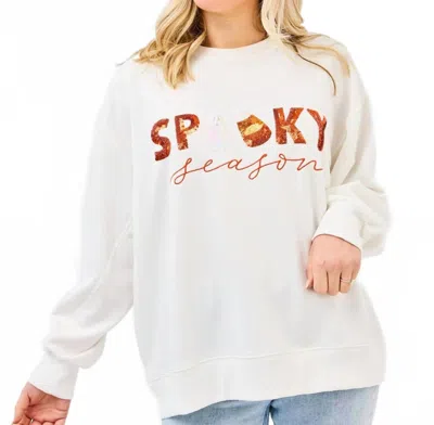 Mary Square Spooky Season Sequin Pullover In White In White