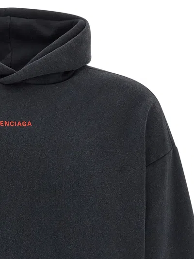 Balenciaga Hoodie With Front Pocket And Ribbed Cuffs In Gray