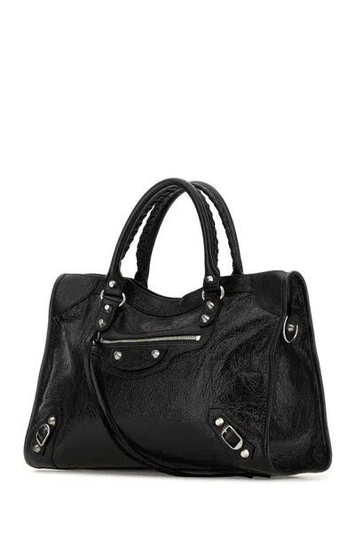 Balenciaga Leather Shoulder Bag Detachable Strap In Black