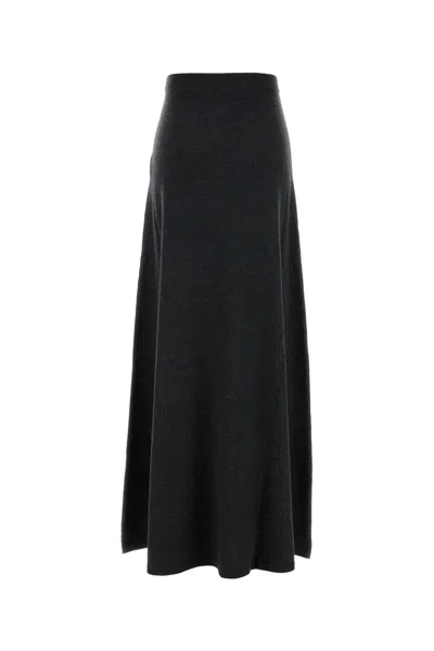 Balenciaga Women Graphite Wool Skirt In Black