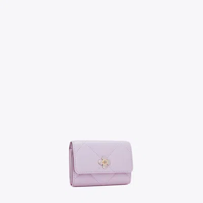Tory Burch Damen Kira Diamond Quilt Clover Flap Card Case In Purple