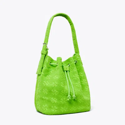 Tory Burch Damen Oversize Bucket Bag Aus Terry Mit T-monogramm In Green