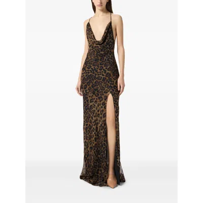 Blumarine Leopard-print Silk Gown In Multi