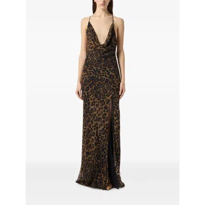 Blumarine Leopard-print Silk Gown In Multi