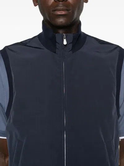 Brunello Cucinelli High Collar Sleeveless Down Vest With Pockets In Black