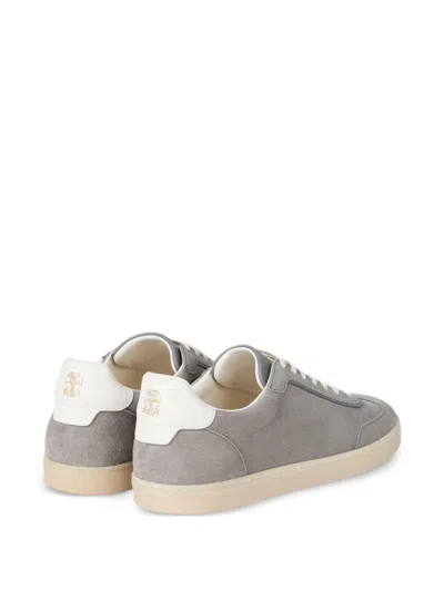 Brunello Cucinelli Leather Sneakers In Gray