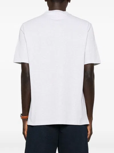 Brunello Cucinelli Men Cotton Jersey Crew-neck T-shirt With Logo And Faux-layering In White