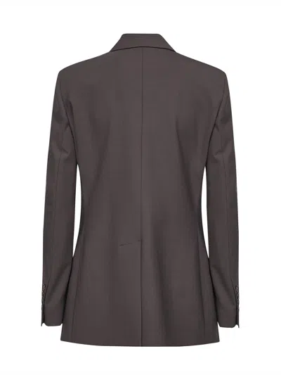 Brunello Cucinelli Women Brown Tropical Luxury Wool Blazer With Monili In Brown