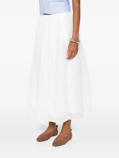 Brunello Cucinelli Women Cotton Long Skirt In White
