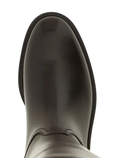 Brunello Cucinelli Brown Leather Boots With Shiny Detail In Brown